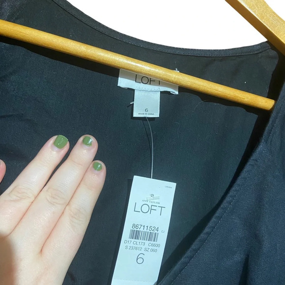 NWT LOFT ANN TAYLOR BLACK DRESS LINEN COTTON WITH POCKETS SIZE 6 - Picture 7 of 8